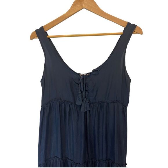 Calypso St. Barth Nettie Silk Lace Up Navy Dress - Picture 3 of 7